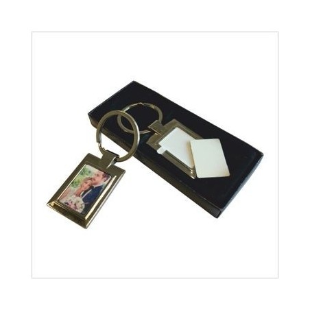 Metalen sleutelhanger rechthoek 5 stuks