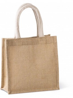 KI0272 - Shopper van jutecanvas - klein zwart zilver