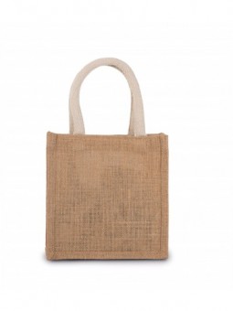 KI0272 - Shopper van jutecanvas - klein zwart zilver