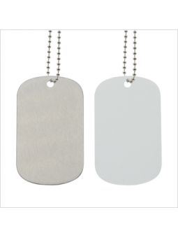 dog tag wit of zilver 50*30 mm