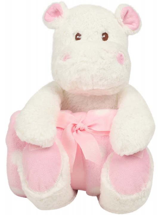 Hippo met fleece dekentje blauw